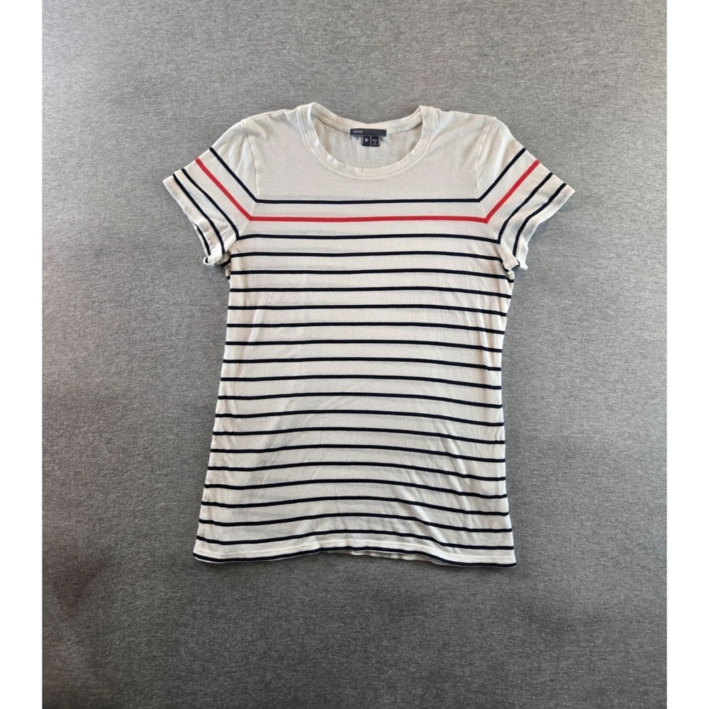 Vince Shirt Womens Medium Cream Blue Breton Striped Peruvian Pima‎ Cotton Blend